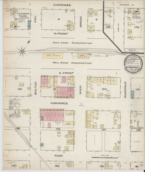 Jacksonville Texas 1885 - Fire Insurance Index - Old Map Reprint