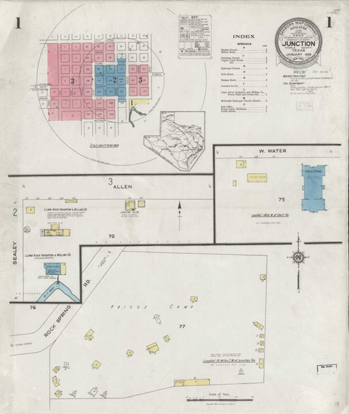Junction Texas 1926 - Fire Insurance Index - Old Map Reprint