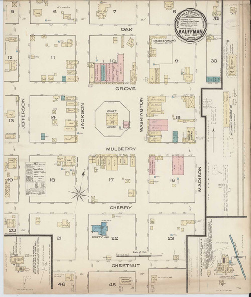 Kaufman Texas 1885 - Fire Insurance Index - Old Map Reprint
