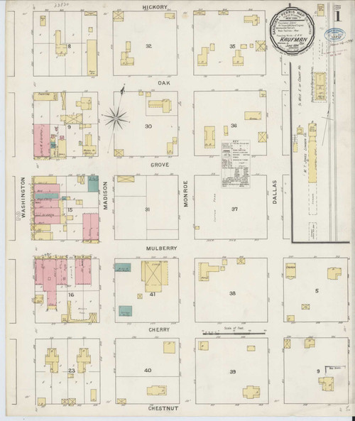 Kaufman Texas 1894 - Fire Insurance Index - Old Map Reprint