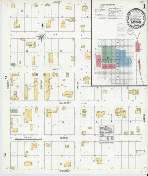 Kaufman Texas 1900 - Fire Insurance Index - Old Map Reprint