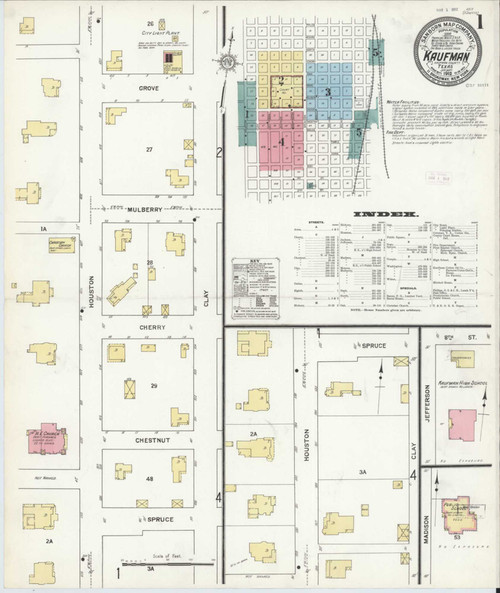 Kaufman Texas 1912 - Fire Insurance Index - Old Map Reprint