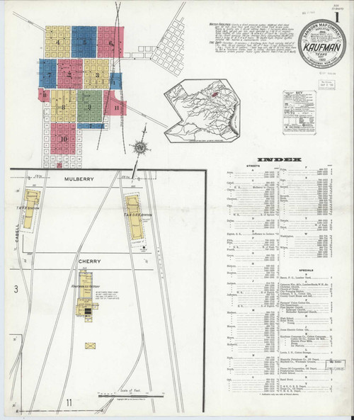 Kaufman Texas 1920 - Fire Insurance Index - Old Map Reprint