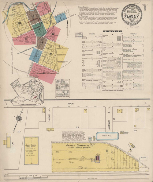 Kenedy Texas 1922 - Fire Insurance Index - Old Map Reprint