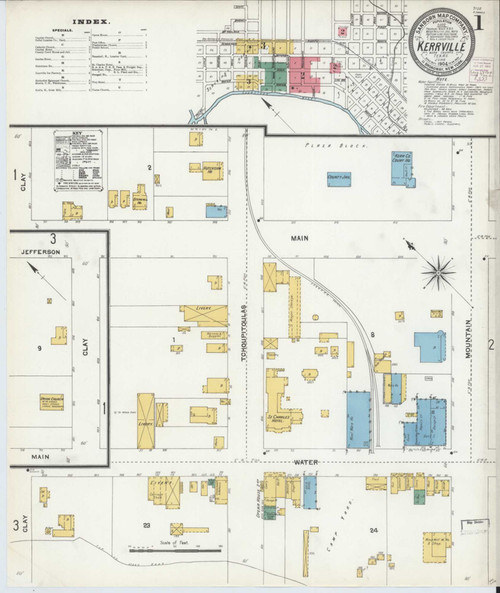 Kerrville Texas 1904 - Fire Insurance Index - Old Map Reprint