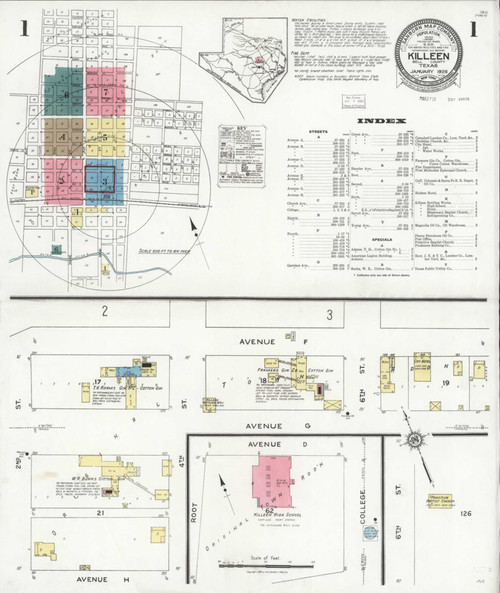 Killeen Texas 1926 - Fire Insurance Index - Old Map Reprint