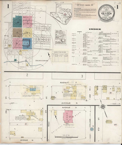 Killeen Texas 1937 - Fire Insurance Index - Old Map Reprint