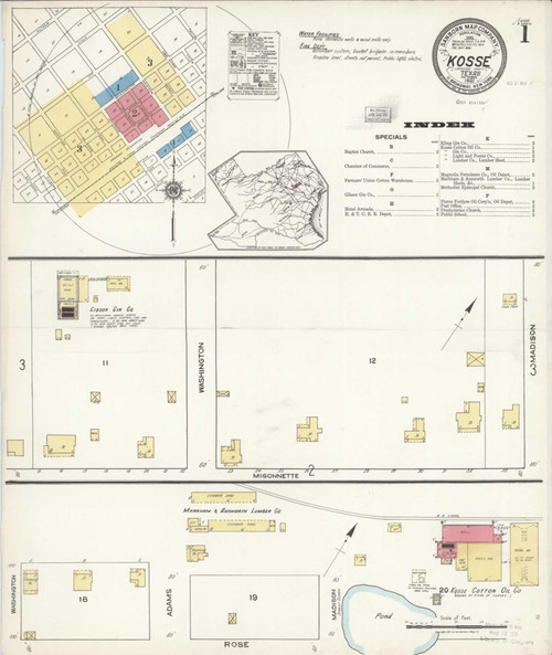 Kosse Texas 1921 - Fire Insurance Index - Old Map Reprint