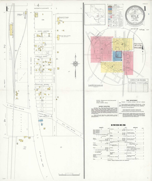Kyle Texas 1936 - Fire Insurance Index - Old Map Reprint