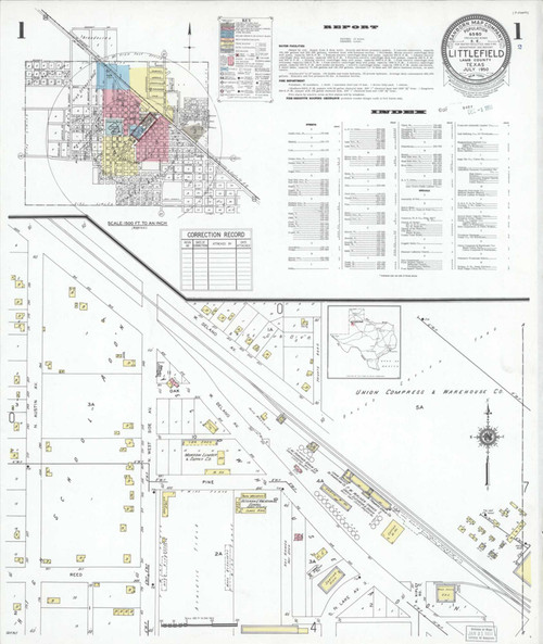 Littlefield Texas 1950 - Fire Insurance Index - Old Map Reprint
