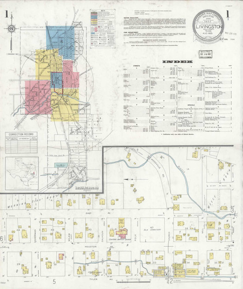 Livingston Texas 1935 - Fire Insurance Index - Old Map Reprint