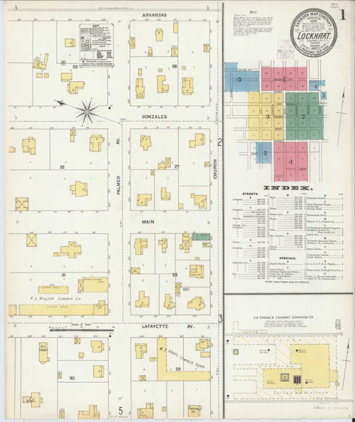 Lockhart Texas 1903 - Fire Insurance Index - Old Map Reprint