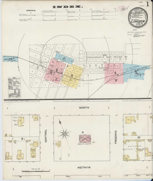 Longview Texas 1890 - Fire Insurance Index - Old Map Reprint