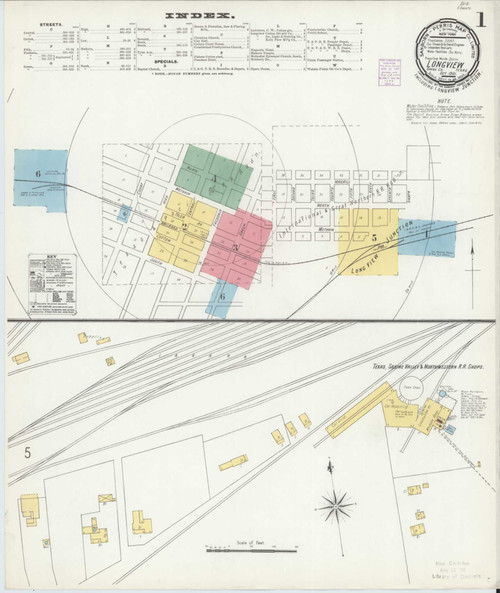 Longview Texas 1901 - Fire Insurance Index - Old Map Reprint