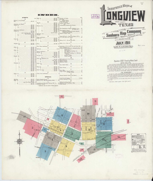 Longview Texas 1911 - Fire Insurance Index - Old Map Reprint