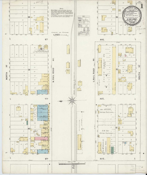 Luling Texas 1896 - Fire Insurance Index - Old Map Reprint