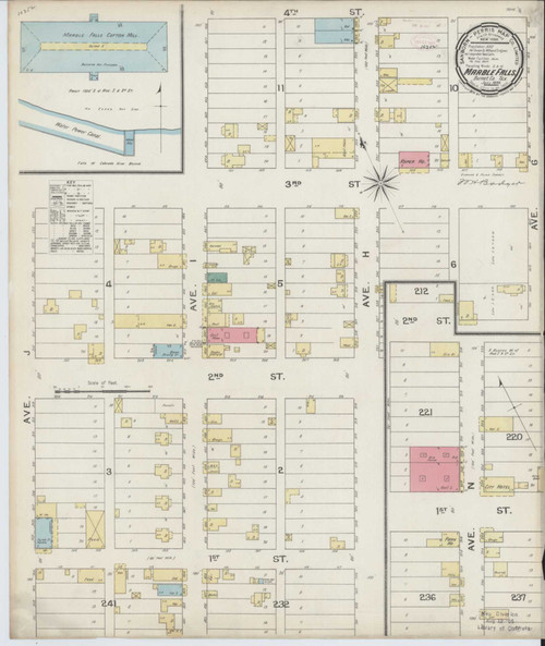 Marble Falls Texas 1894 - Fire Insurance Index - Old Map Reprint