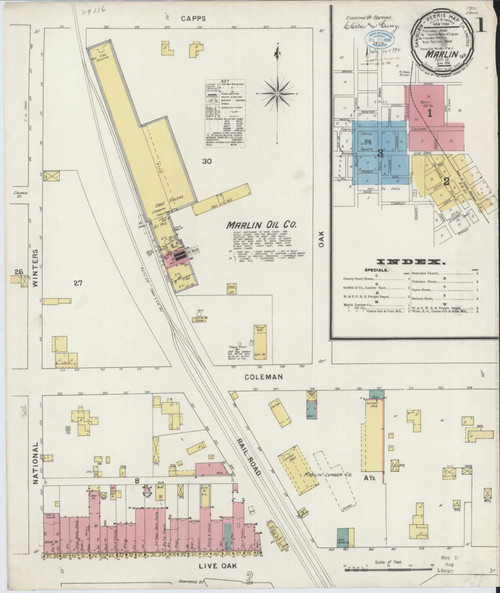 Marlin Texas 1894 - Fire Insurance Index - Old Map Reprint