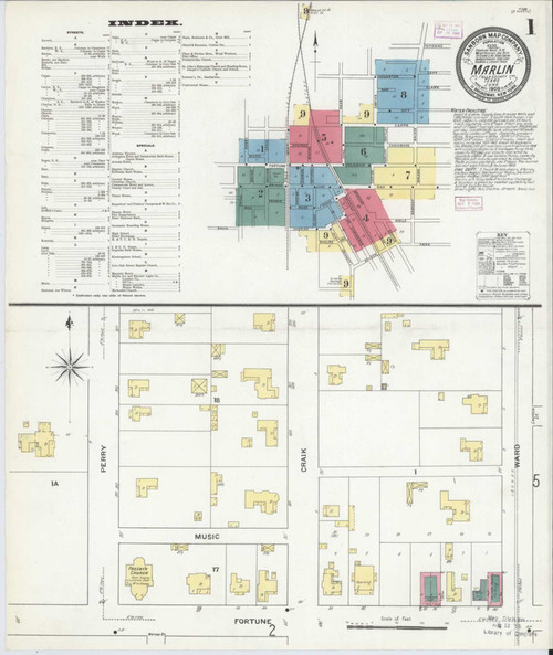 Marlin Texas 1909 - Fire Insurance Index - Old Map Reprint