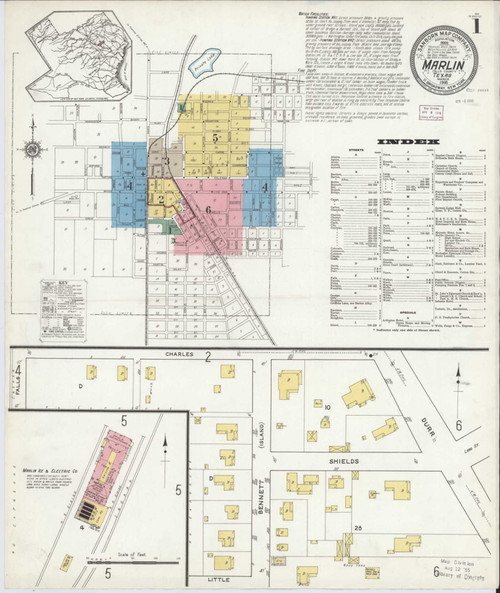 Marlin Texas 1916 - Fire Insurance Index - Old Map Reprint