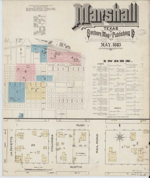Marshall Texas 1885 - Fire Insurance Index - Old Map Reprint
