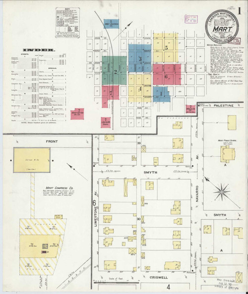 Mart Texas 1909 - Fire Insurance Index - Old Map Reprint