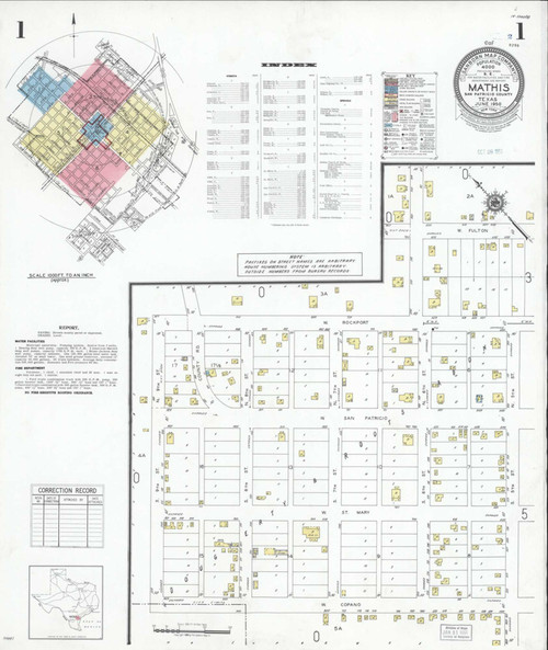 Mathis Texas 1950 - Fire Insurance Index - Old Map Reprint
