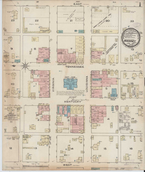 Mckinney Texas 1885 - Fire Insurance Index - Old Map Reprint