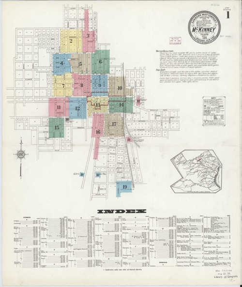 Mckinney Texas 1914 - Fire Insurance Index - Old Map Reprint