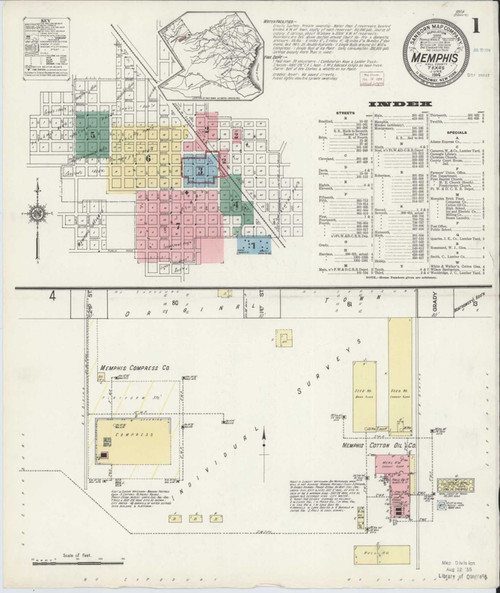Memphis Texas 1914 - Fire Insurance Index - Old Map Reprint