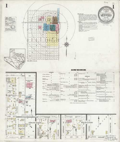 Mercedes Texas 1925 - Fire Insurance Index - Old Map Reprint
