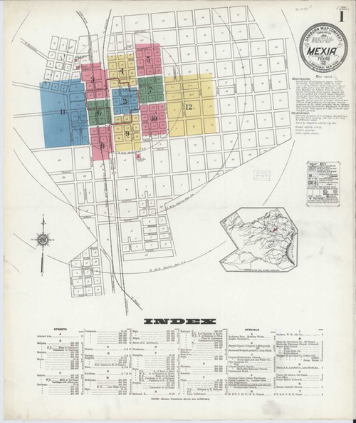 Mexia Texas 1921 - Fire Insurance Index - Old Map Reprint