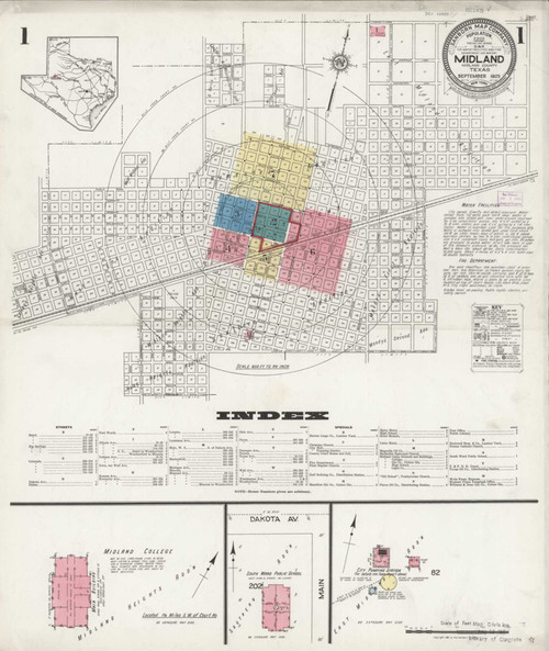 Midland Texas 1925 - Fire Insurance Index - Old Map Reprint