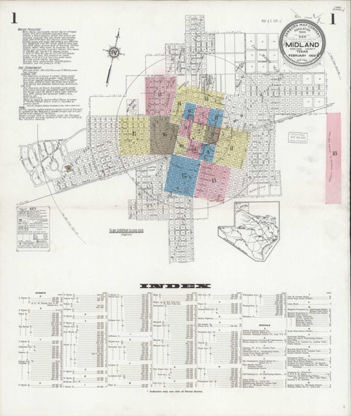 Midland Texas 1929 - Fire Insurance Index - Old Map Reprint