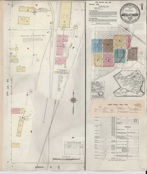 Midlothian Texas 1944 - Fire Insurance Index - Old Map Reprint