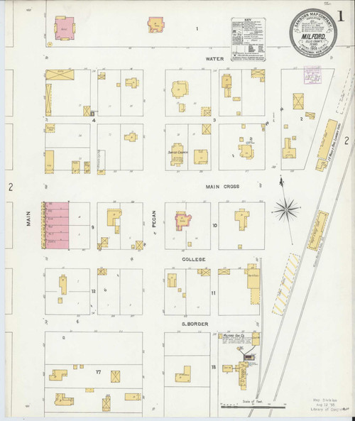 Milford Texas 1905 - Fire Insurance Index - Old Map Reprint
