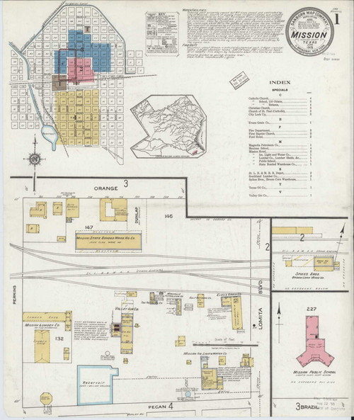 Mission Texas 1919 - Fire Insurance Index - Old Map Reprint