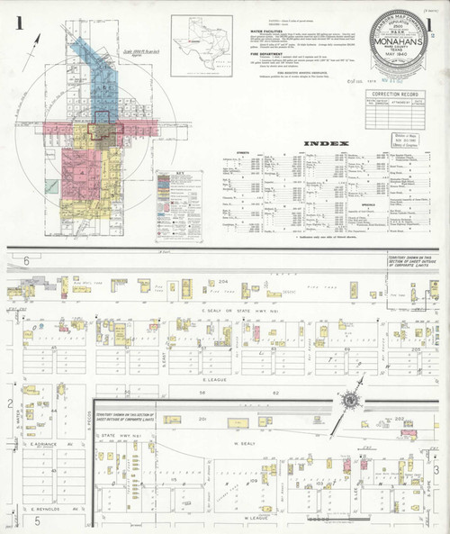 Monahans Texas 1940 - Fire Insurance Index - Old Map Reprint