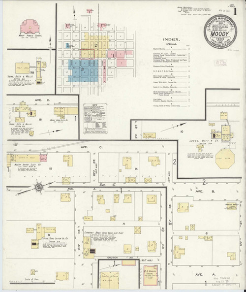 Moody Texas 1912 - Fire Insurance Index - Old Map Reprint