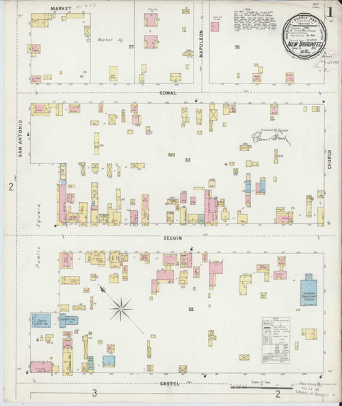 New Braunfels Texas 1896 - Fire Insurance Index - Old Map Reprint