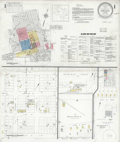 Odessa Texas 1934 - Fire Insurance Index - Old Map Reprint