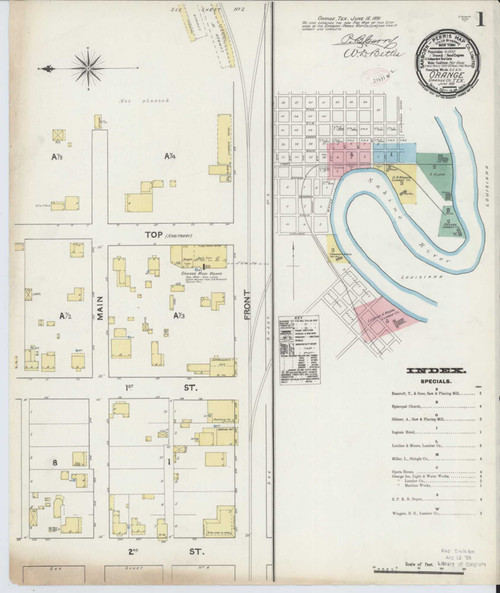 Orange Texas 1891 - Fire Insurance Index - Old Map Reprint