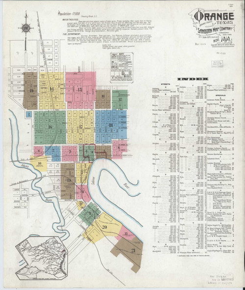 Orange Texas 1919 - Fire Insurance Index - Old Map Reprint
