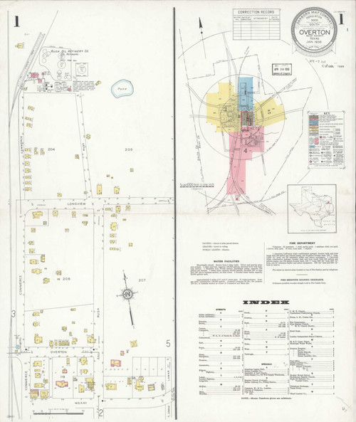 Overton Texas 1936 - Fire Insurance Index - Old Map Reprint