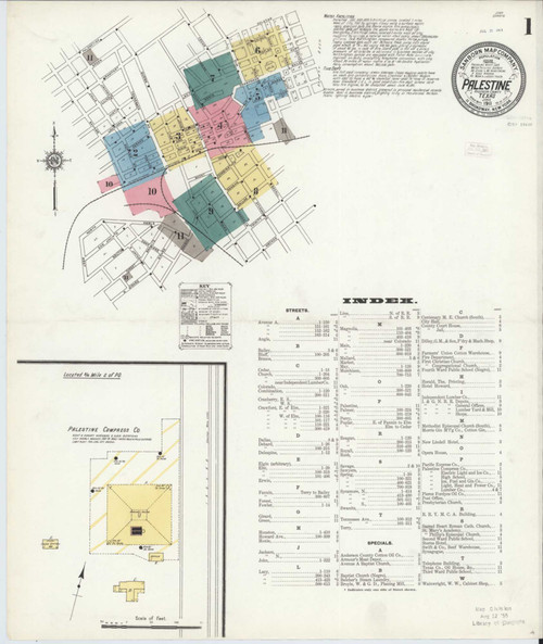 Palestine Texas 1911 - Fire Insurance Index - Old Map Reprint