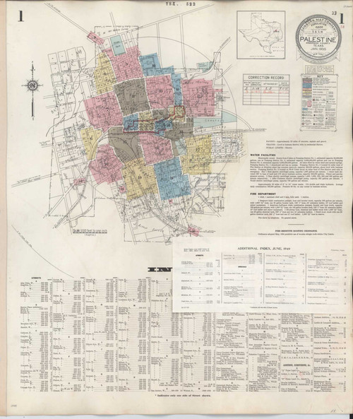 Palestine Texas 1949 - Fire Insurance Index - Old Map Reprint