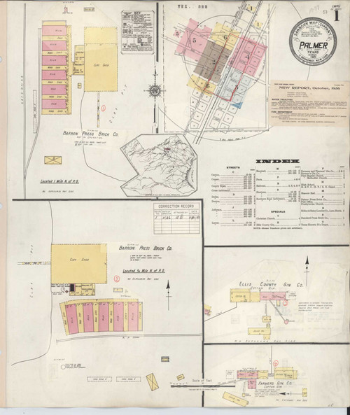 Palmer Texas 1936 - Fire Insurance Index - Old Map Reprint