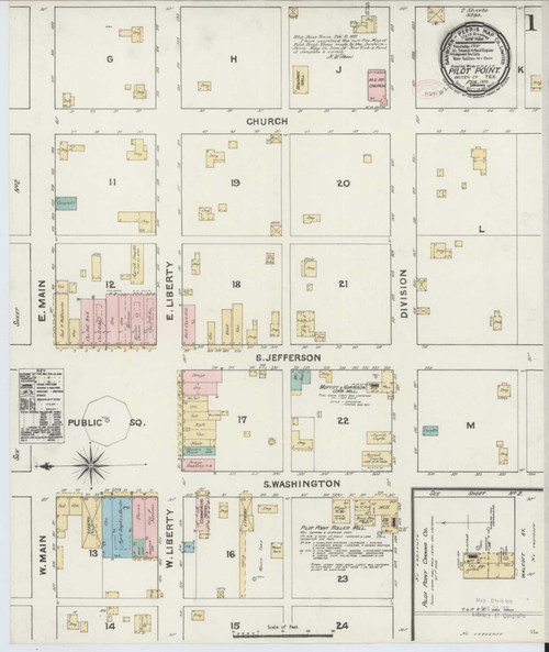 Pilot Point Texas 1891 - Fire Insurance Index - Old Map Reprint
