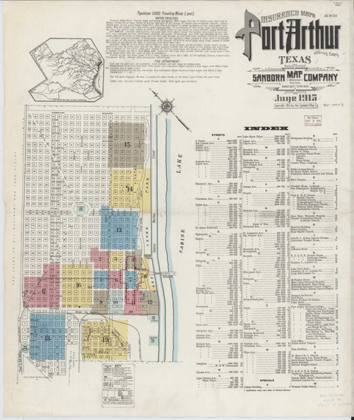 Port Arthur Texas 1915 - Fire Insurance Index - Old Map Reprint