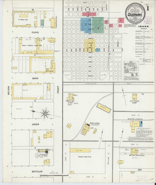 Quanah Texas 1904 - Fire Insurance Index - Old Map Reprint